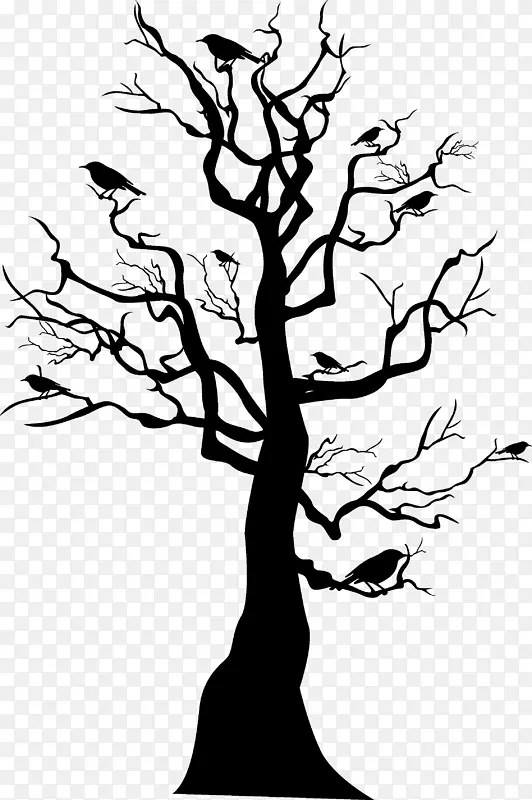 万圣节树骨架-黑色万圣节树