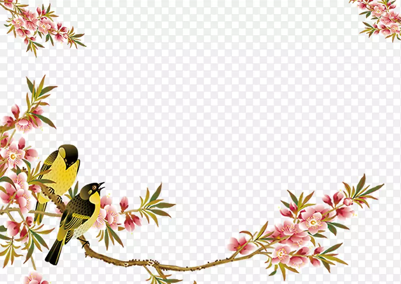 视觉艺术壁画壁纸-鸟花