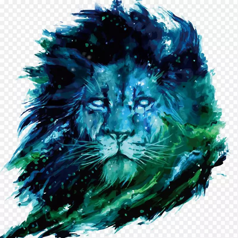 非洲狮画数码艺术插图.狮子