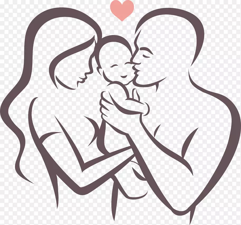 父亲符号插图-线画幸福家庭