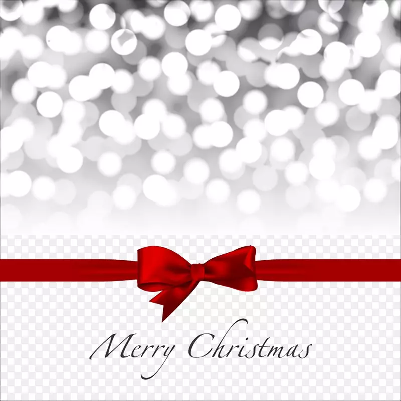 圣诞装饰红丝带礼品-圣诞卡片元素