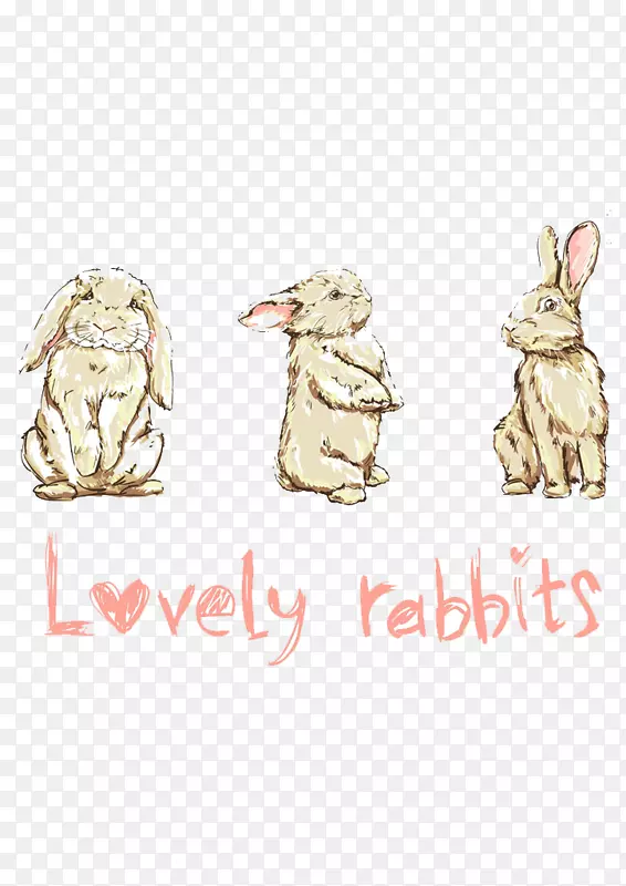兔画卡通插图-水彩画兔