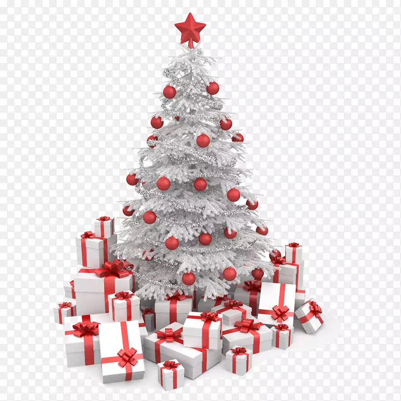 圣诞树礼品夹艺术-白色圣诞礼盒