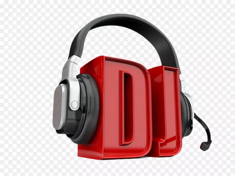 光盘骑师3D计算机图形摄影插图-HD DJ立体声耳机
