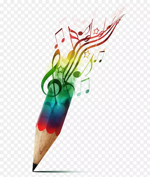 音乐音符铅笔绘制音乐家.创造性彩色铅笔