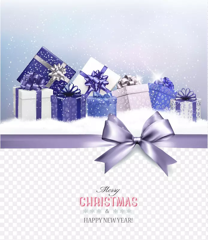 圣诞礼物圣诞老人-美丽的紫色礼品盒圣诞卡