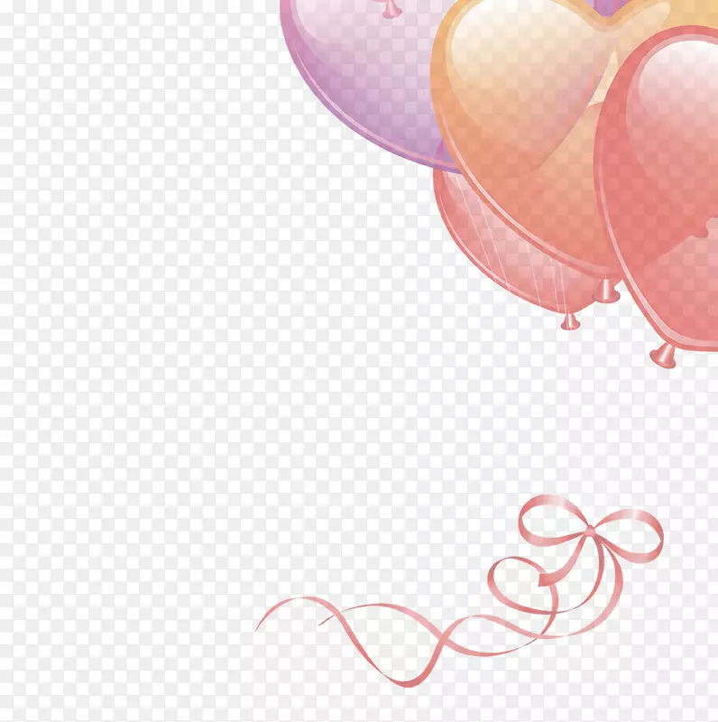 圆形粉红壁纸-气球飞行丝带元素