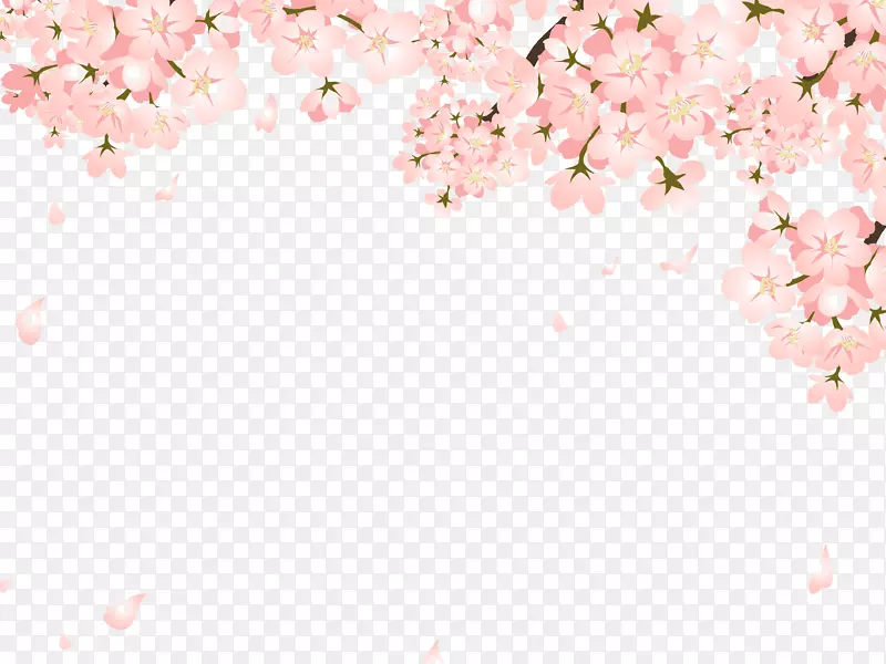 樱花无版权插图-美丽的桃花飘落