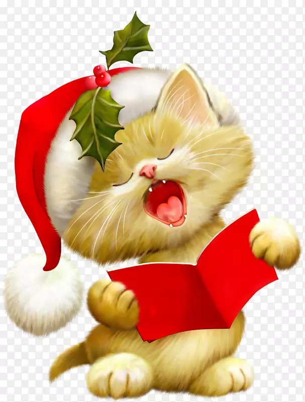 猫，圣诞老人，小猫，圣诞剪贴画-可爱的动物