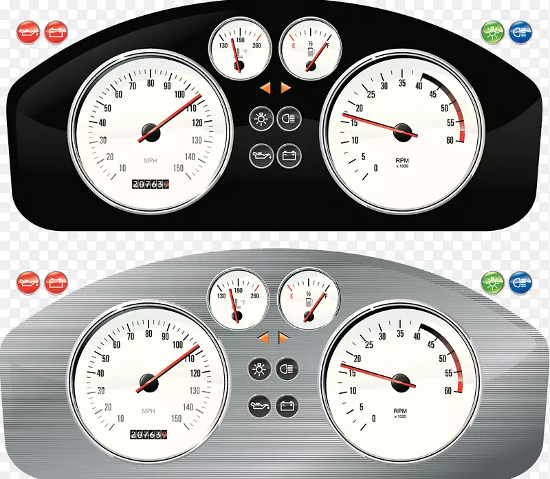 汽车速度计仪表板示意图.金属质感仪表板