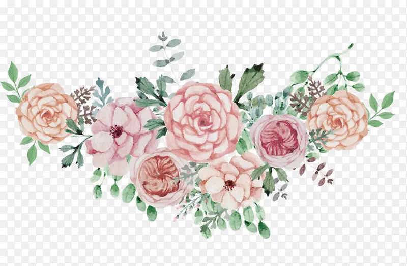 招贴画婚礼花-水彩画花簇