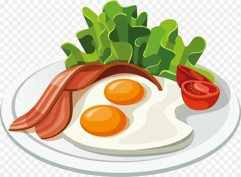 汉堡培根早餐煎饼夹艺术绿色蔬菜蛋