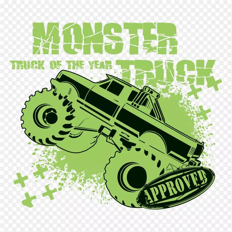 汽车绿色怪物卡车海报-绿色汽车印