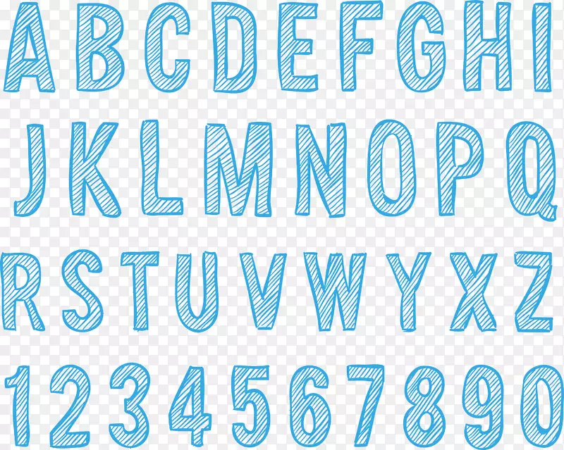字母英语字母表剪贴画蓝色彩绘字母表收藏