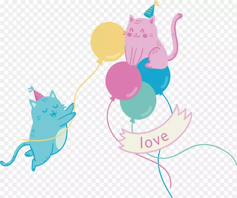 猫生日插画-两车肥猫