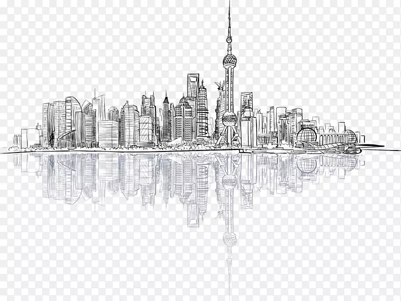 建筑制图.上海外滩抽象线条