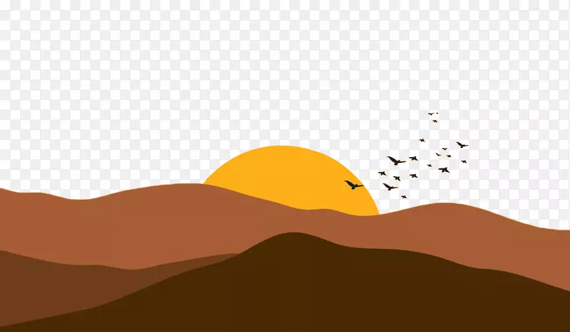 卡通天空插图-手绘沙漠太阳