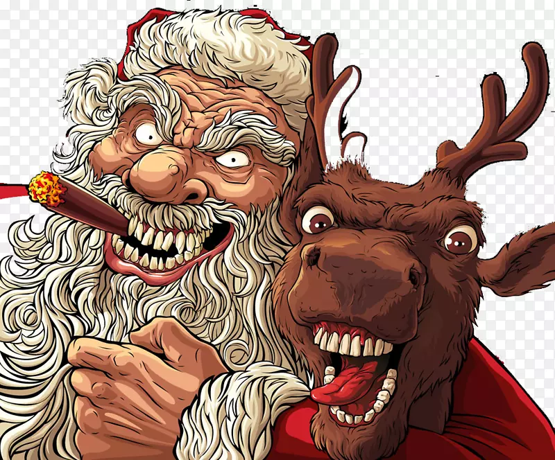 圣诞老人圣诞驯鹿插图-圣诞老人和麋鹿