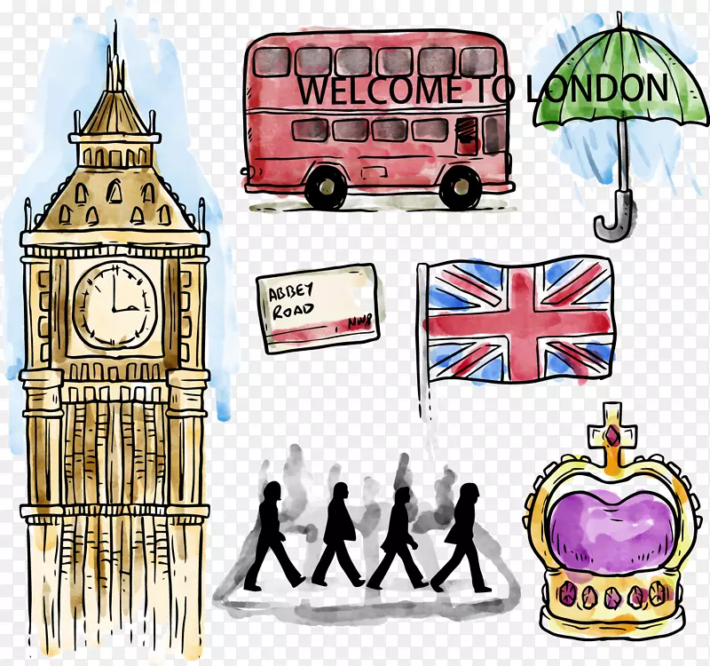 伦敦剪贴画.英国文化插图