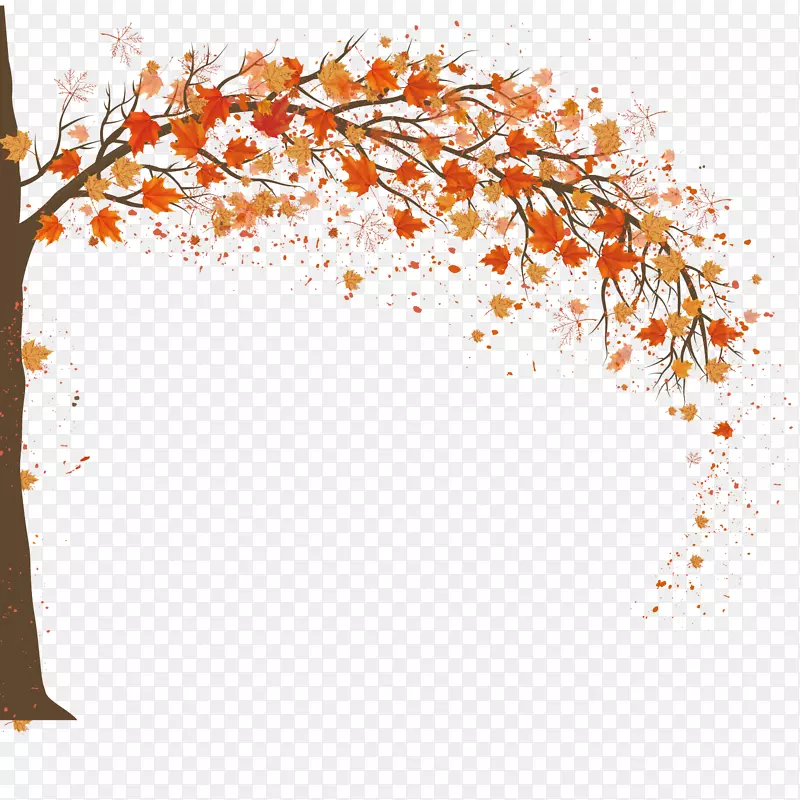 秋季土坯插画-秋季枫树背景设计