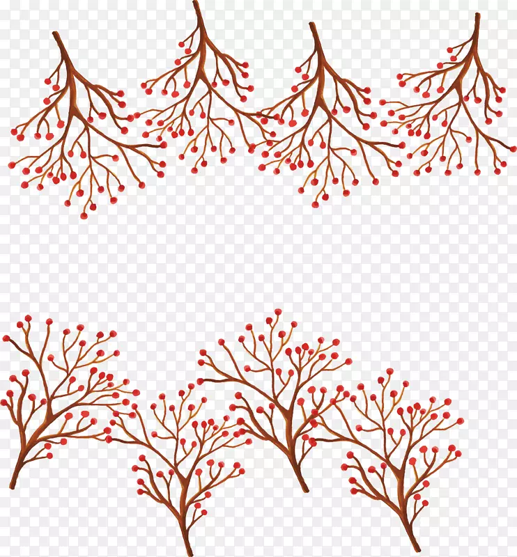 水果剪贴画-红色野生果枝