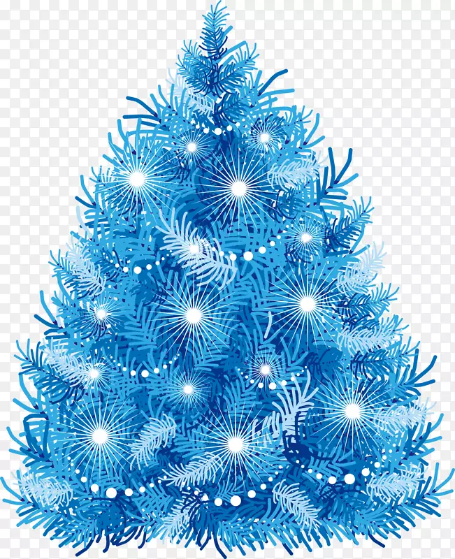 圣诞树圣诞礼物手绘蓝色圣诞树