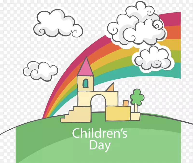 儿童节-卡通城堡风景，儿童节，标志
