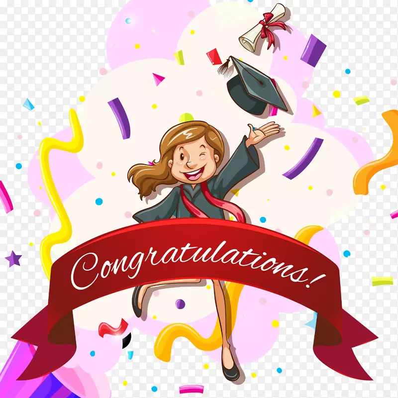 毕业典礼网页模板卡通手绘祝贺毕业卡