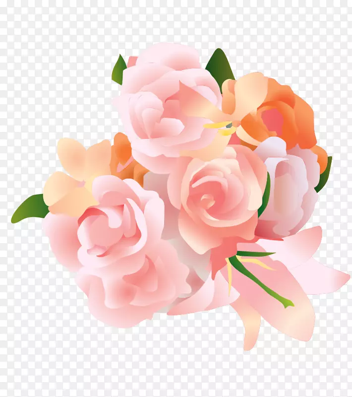 花园玫瑰花束-浪漫的粉红色花束