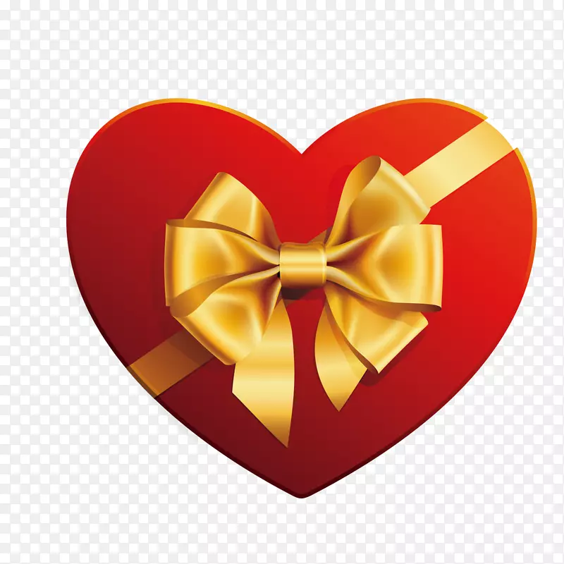 情人节巧克力心夹艺术-带红丝带的黄丝带