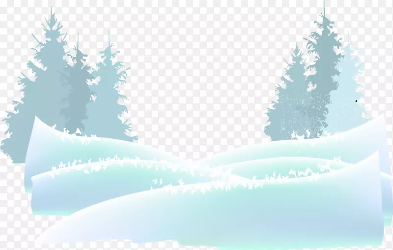 雪水彩画土坯插图-美丽的蓝色雪