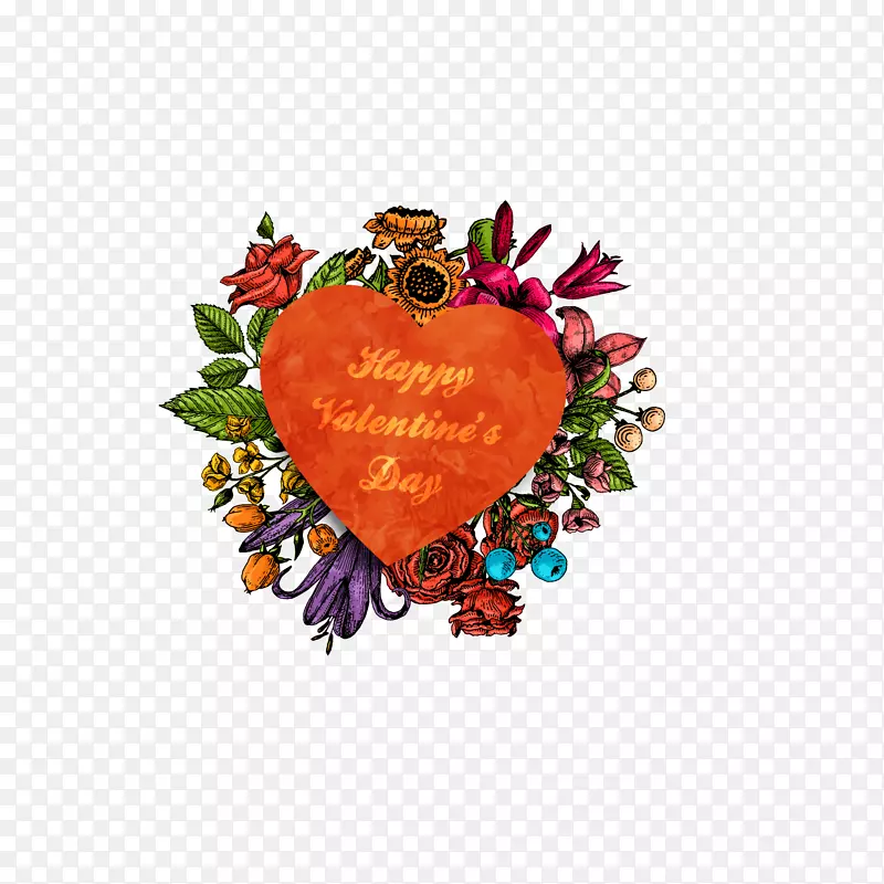 情人节海报插画-情人节鲜花和各种设计插图