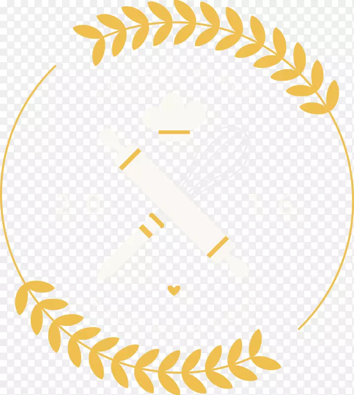 结构黄色区域图案.卡通烘焙道具和小麦标志