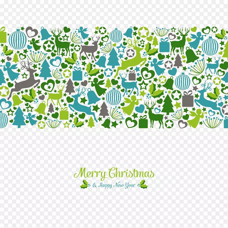 纸圣诞-绿色阴影图案圣诞贺卡