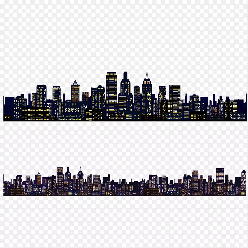 城市：天际线纽约市景观延长建筑城市夜空