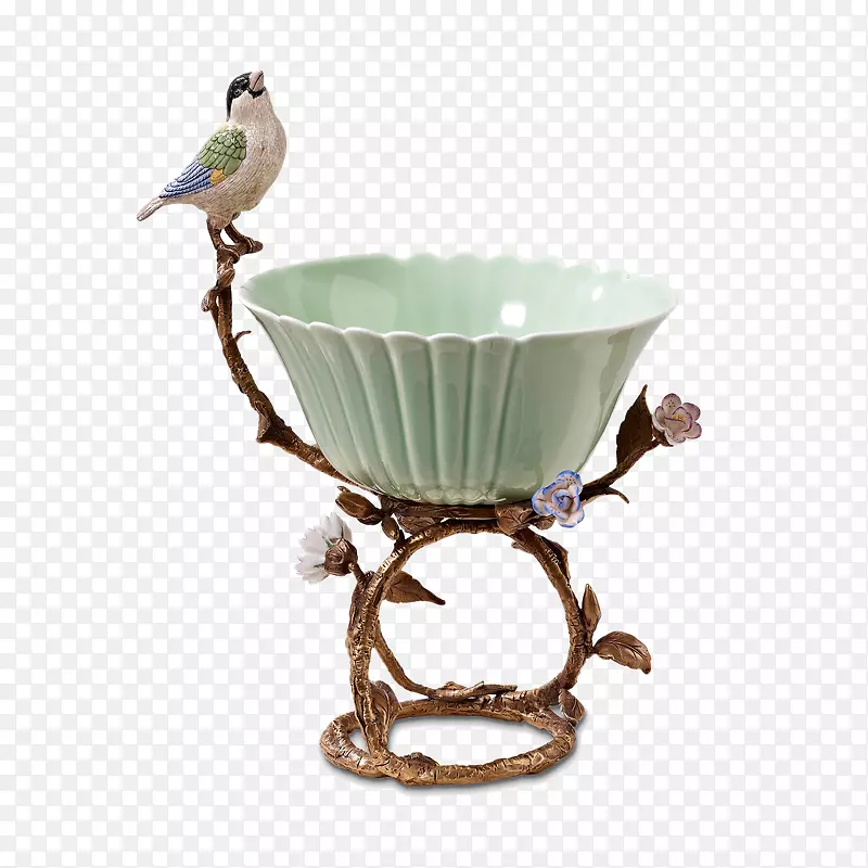 鸟陶瓷花盆瓷花瓶-欧洲鸟花盆