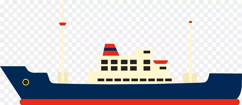 船舶卡通土坯插图-卡通天空蓝色货船