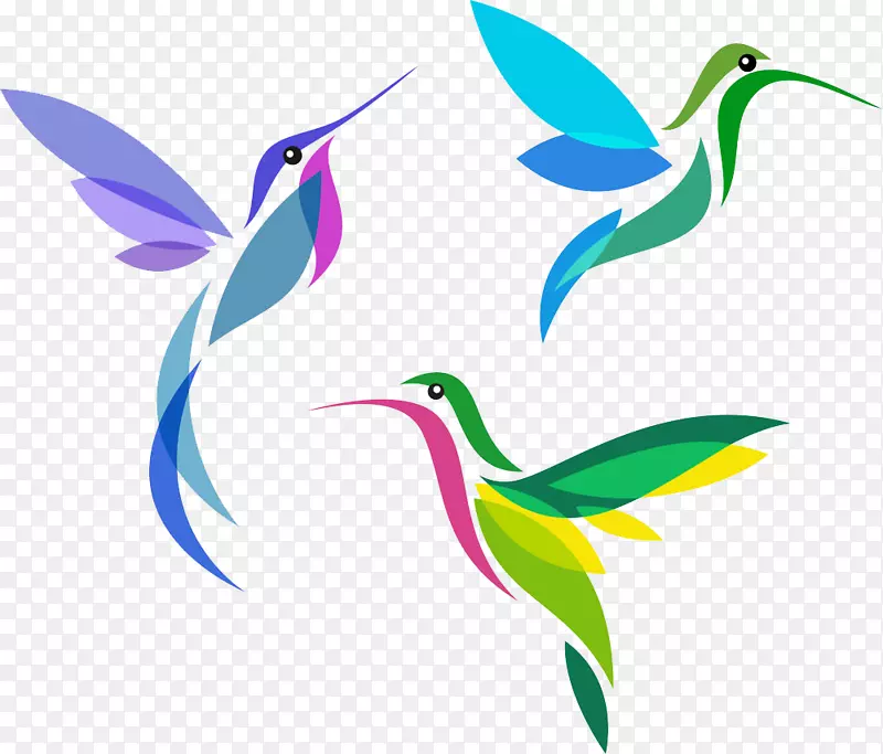 蜂鸟十字绣图案-色彩创意高峰鸟
