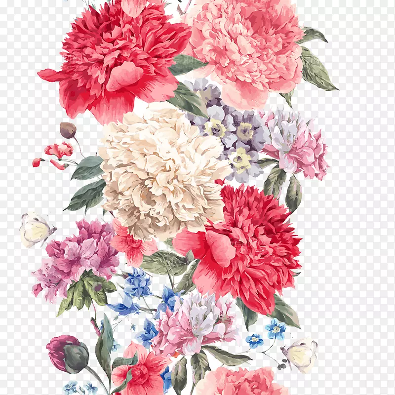 花卉水彩画原图-精美的手绘花卉材料植物