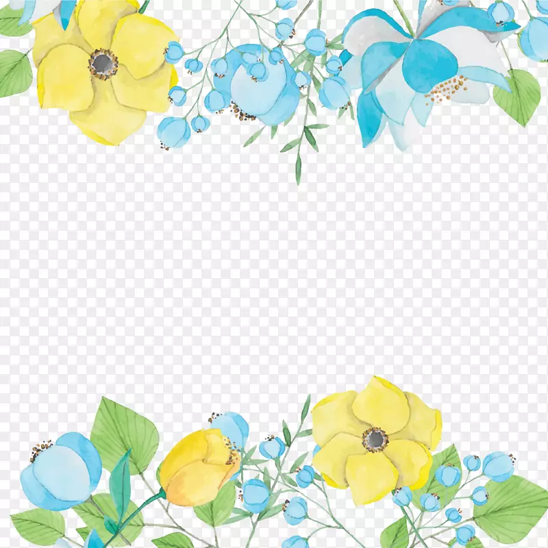 水彩画蓝色下载-雅致水彩花卉装饰背景