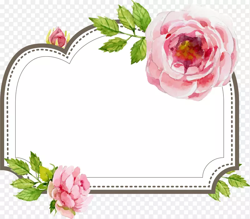 花图标-美丽的婚礼风格手绘花边盒标签