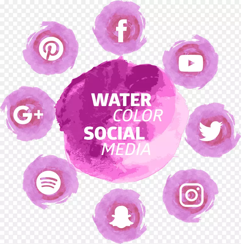 社交媒体社交网络下载图标-粉色水彩画社交工具