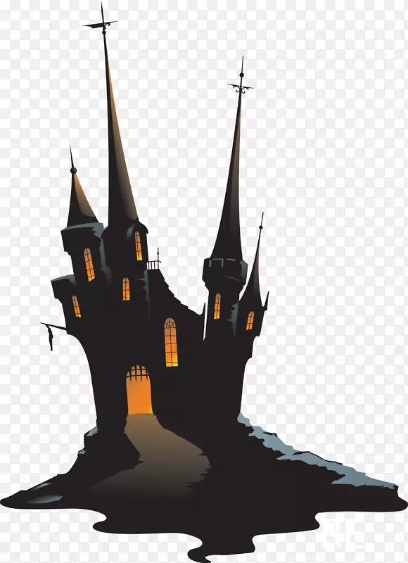 闹鬼城堡剪贴画-万圣节鬼屋黑元素