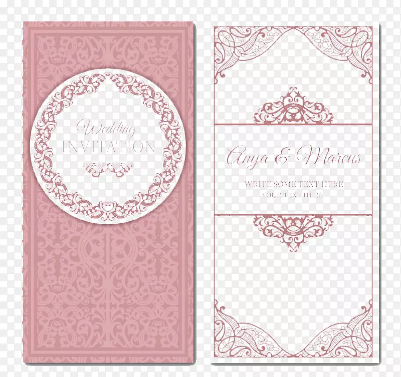 结婚邀请函-粉红色结婚邀请卡材料
