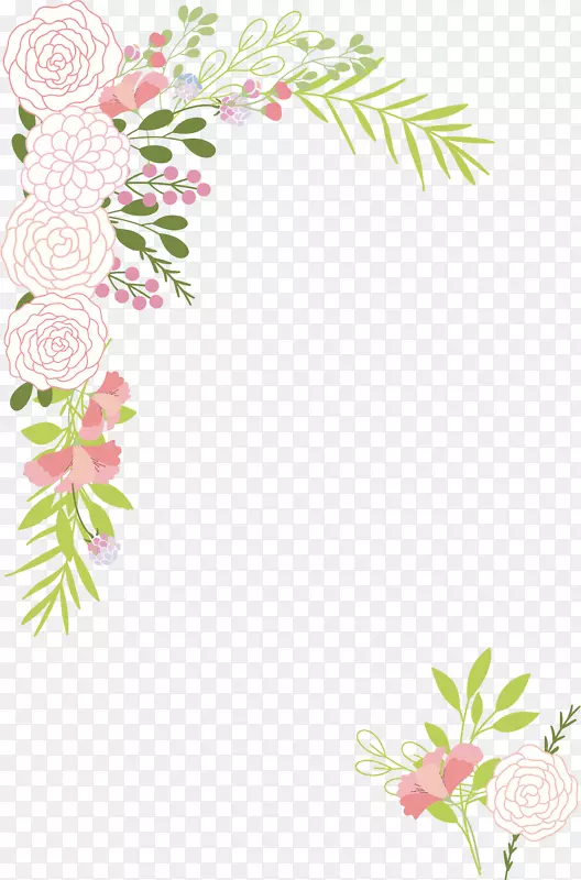婚礼邀请函下载-浪漫粉色茶花边框