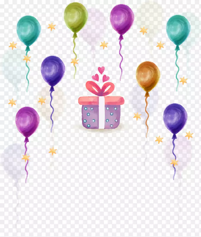 生日礼物气球水彩画手绘水彩画气球