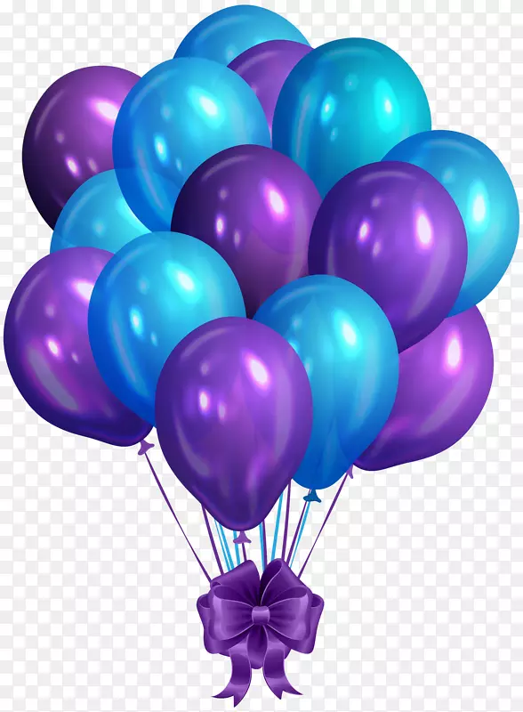 气球蓝色剪贴画-蓝色紫色气球团剪贴画png图像