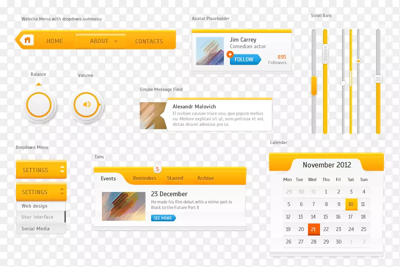 用户界面设计下载-黄色用户界面套件