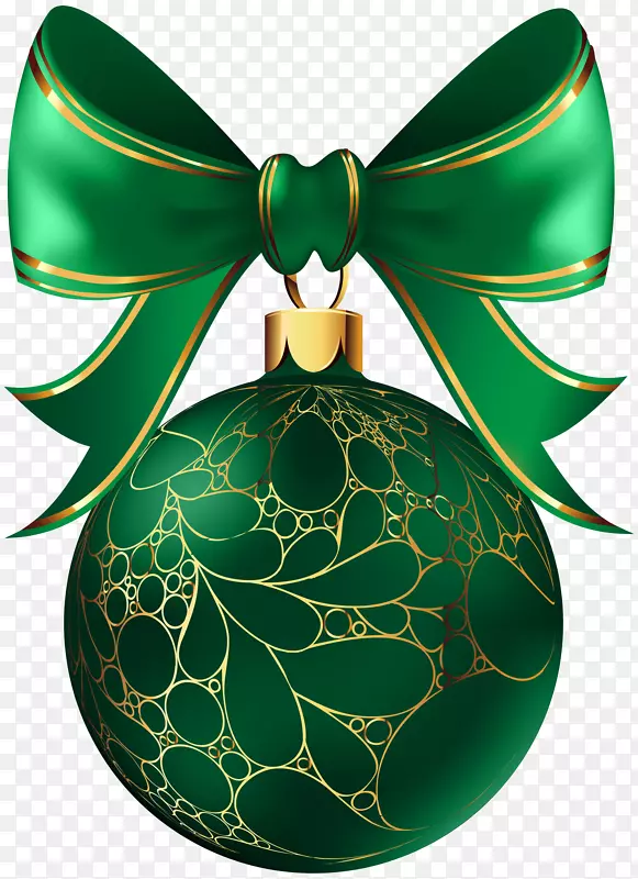 圣诞装饰品圣诞彩灯剪贴画-圣诞球绿透明PNG图片