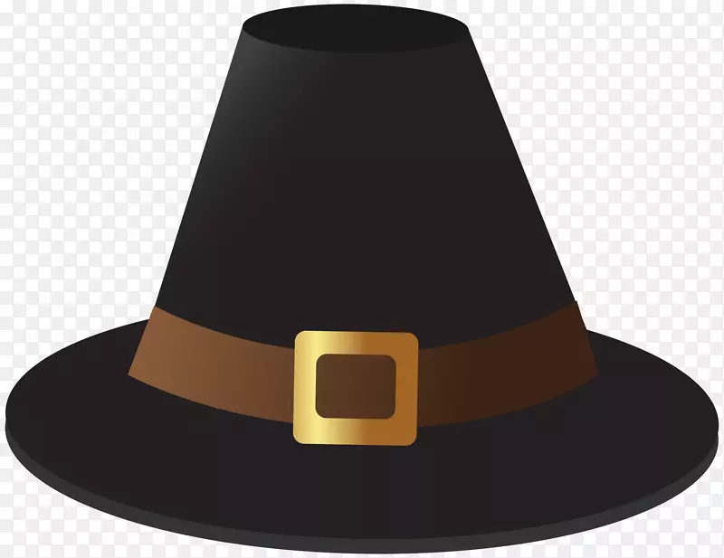 朝圣者帽夹艺术-黑色朝圣者帽透明PNG图像
